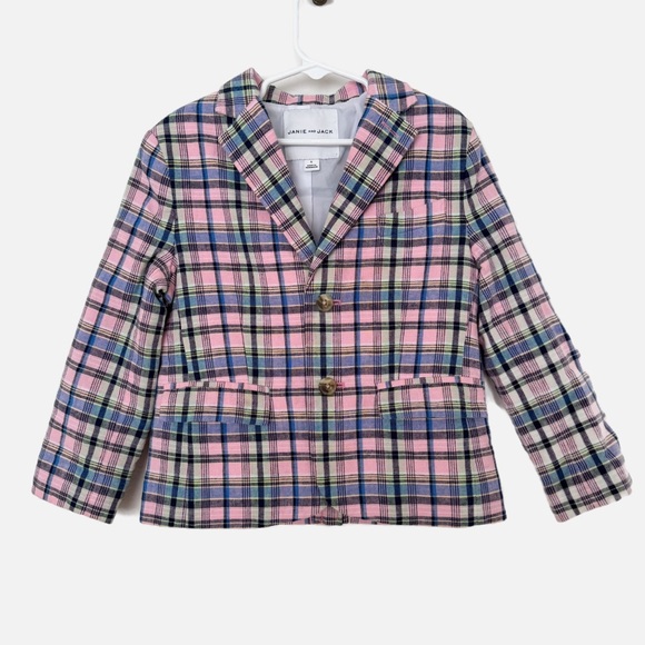 Janie and Jack Pink and Blue Plaid Blazer Size 5 NEW - Picture 2 of 6